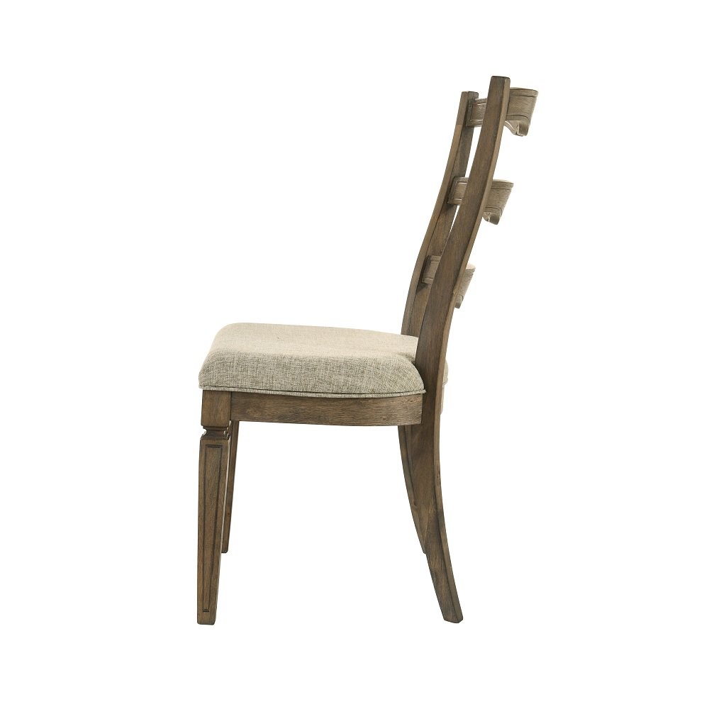 Parfield Side Chair (Set-2) Fabric & Weathered Oak. Picture 3