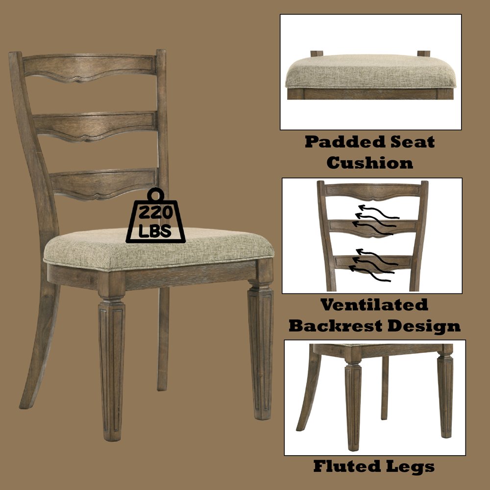 Parfield Side Chair (Set-2) Fabric & Weathered Oak. Picture 8