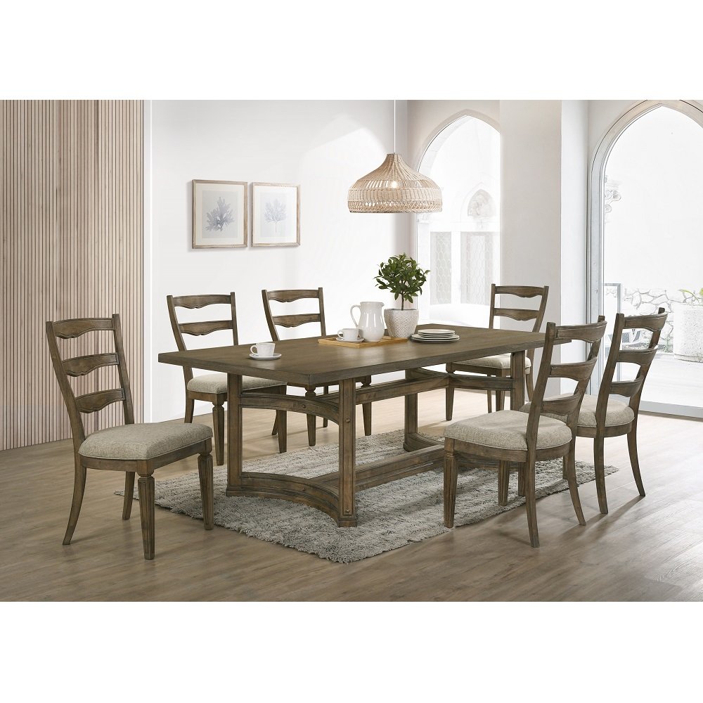 Parfield Side Chair (Set-2) Fabric & Weathered Oak. Picture 6