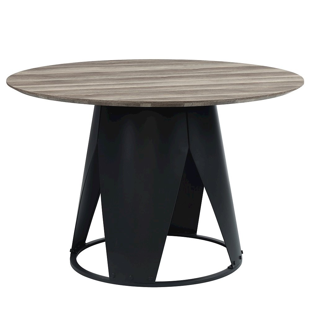 Zudora Round Dining Table Antique Oak & Black. Picture 2