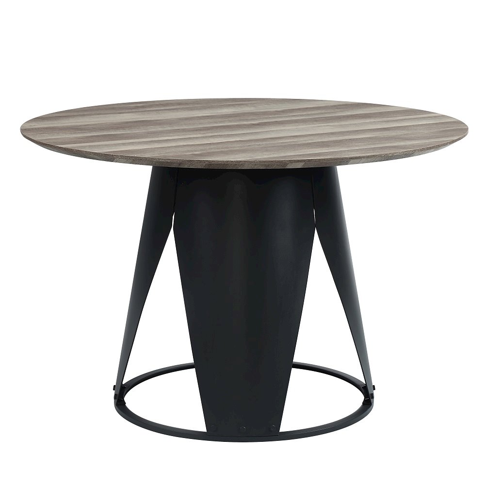 Zudora Round Dining Table Antique Oak & Black. Picture 3