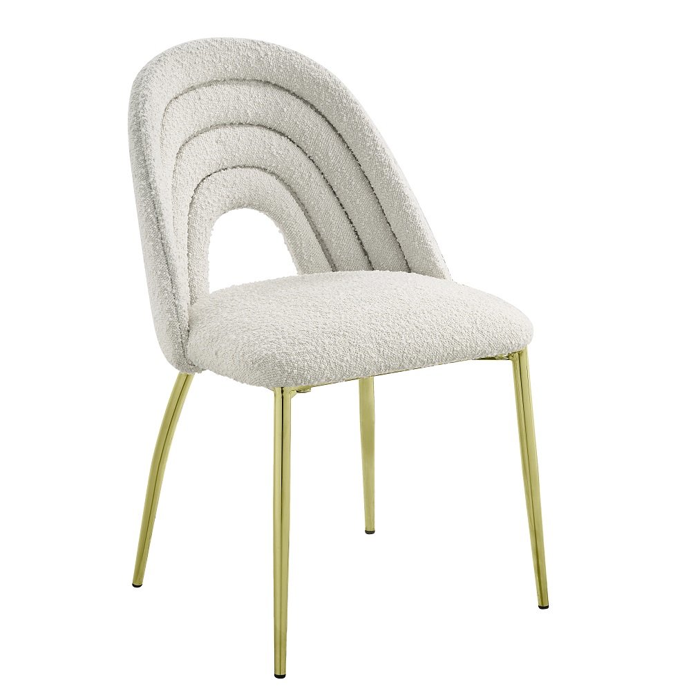 Fadri Side Chair (Set-2) Teddy Sherpa & Mirrored Gold. Picture 2