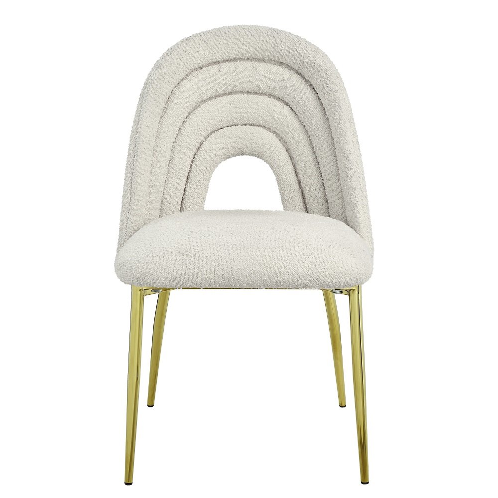 Fadri Side Chair (Set-2) Teddy Sherpa & Mirrored Gold. Picture 3
