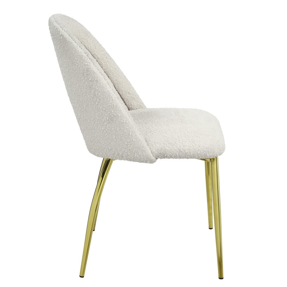 Fadri Side Chair (Set-2) Teddy Sherpa & Mirrored Gold. Picture 4