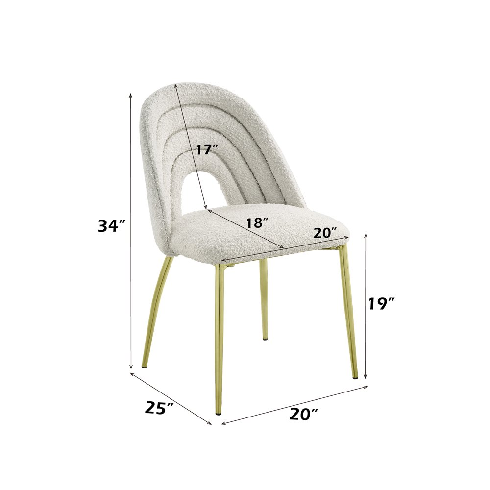 Fadri Side Chair (Set-2) Teddy Sherpa & Mirrored Gold. Picture 9
