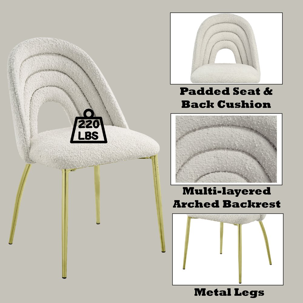 Fadri Side Chair (Set-2) Teddy Sherpa & Mirrored Gold. Picture 10