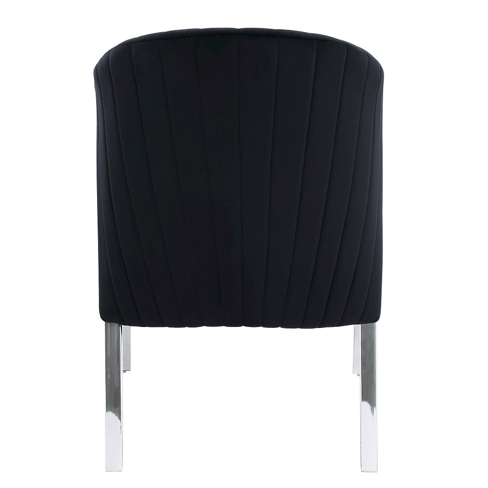 Fallon Side Chair (Set-2) Black Velvet & Mirrored Silver. Picture 5