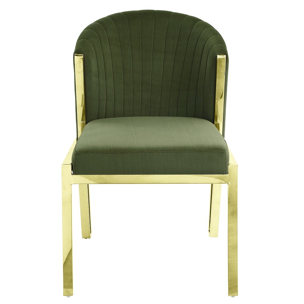 Fallon Side Chair (Set-2) Green Velvet & Mirrored Gold. Picture 3
