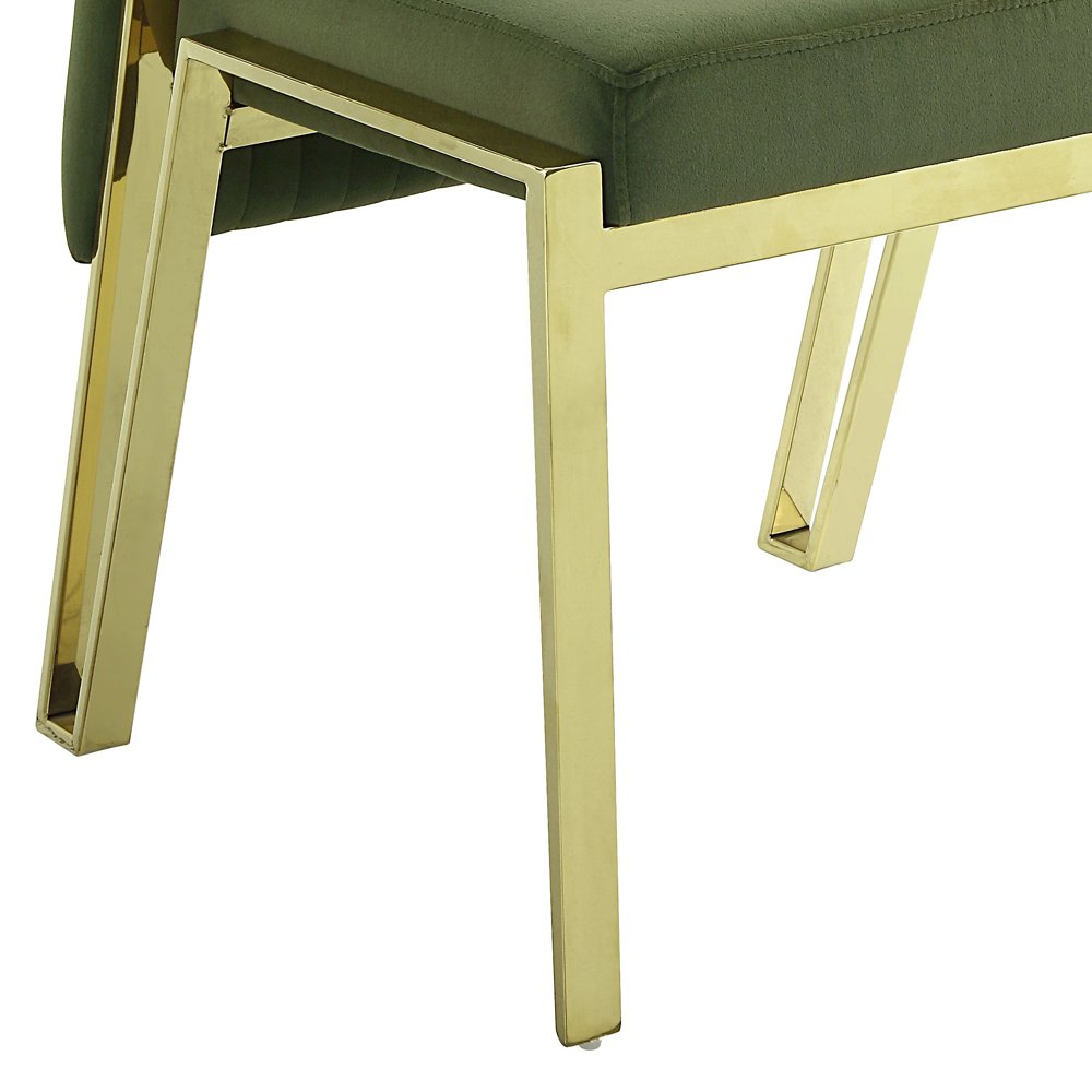 Fallon Side Chair (Set-2) Green Velvet & Mirrored Gold. Picture 6