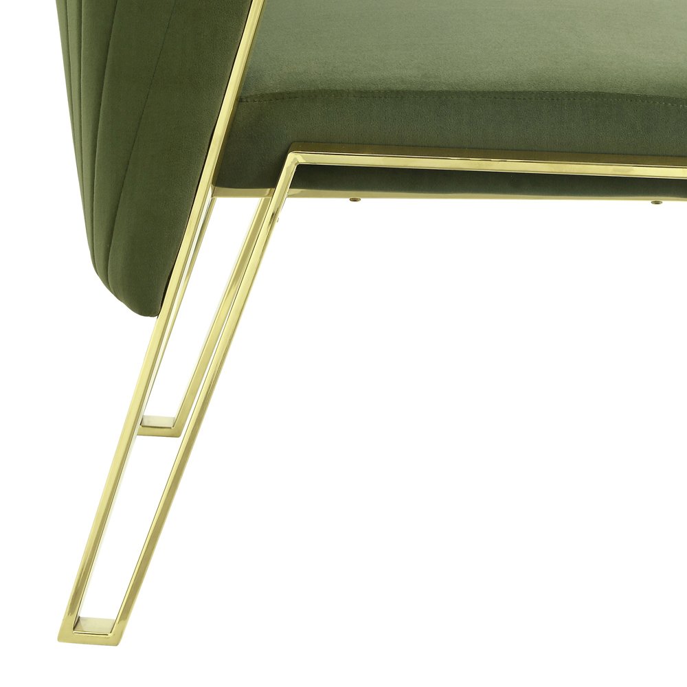 Fallon Side Chair (Set-2) Green Velvet & Mirrored Gold. Picture 7