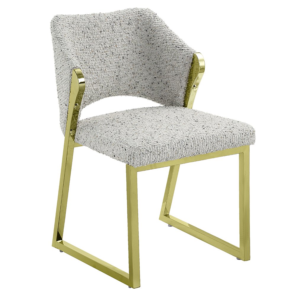 Galdesa Side Chair (Set-2) Teddy Sherpa & Mirrored Gold. Picture 2
