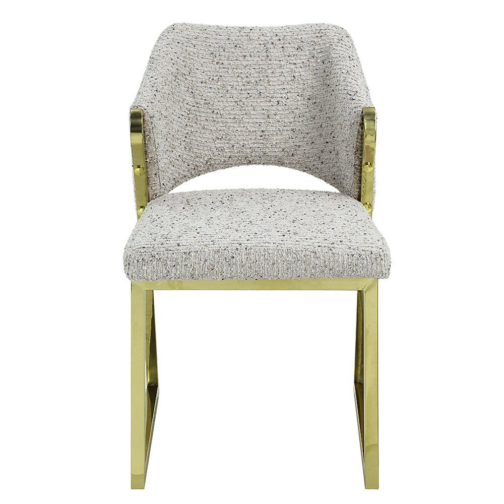 Galdesa Side Chair (Set-2) Teddy Sherpa & Mirrored Gold. Picture 3
