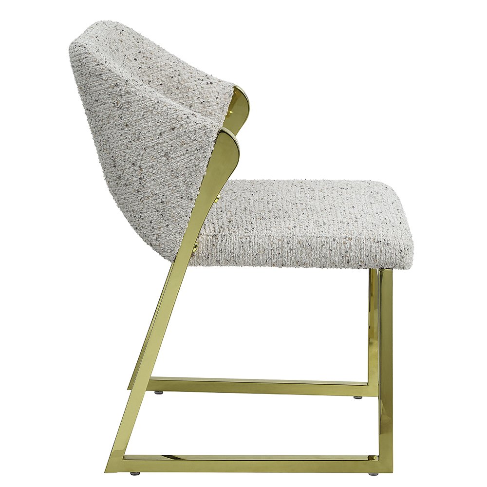 Galdesa Side Chair (Set-2) Teddy Sherpa & Mirrored Gold. Picture 4
