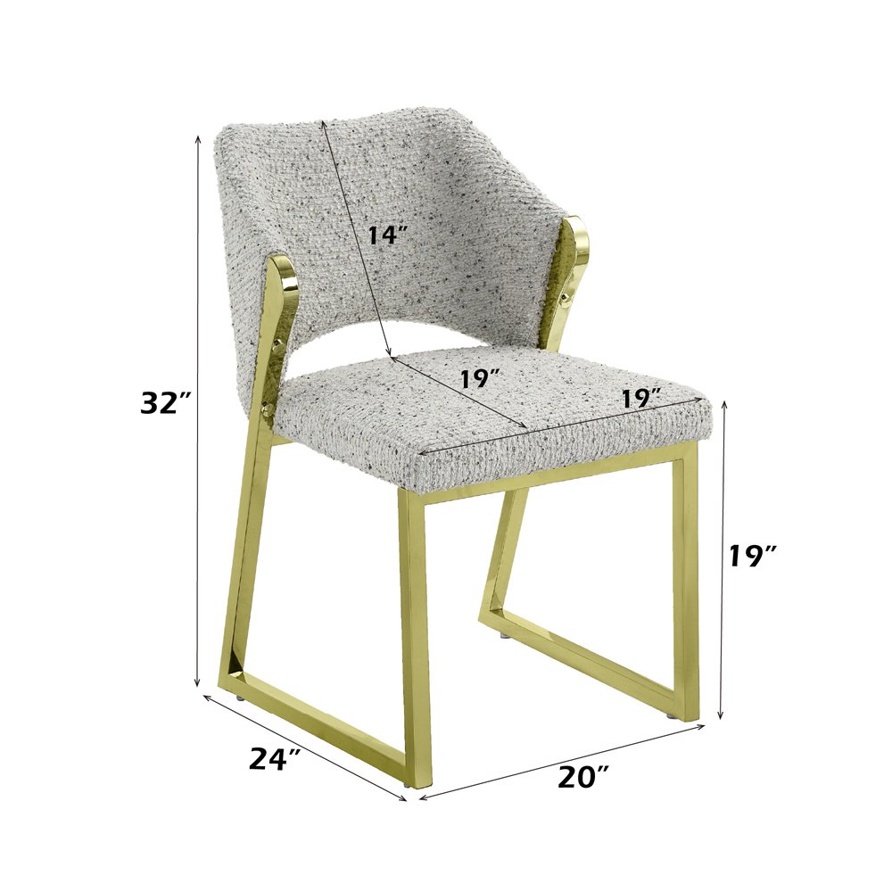 Galdesa Side Chair (Set-2) Teddy Sherpa & Mirrored Gold. Picture 8