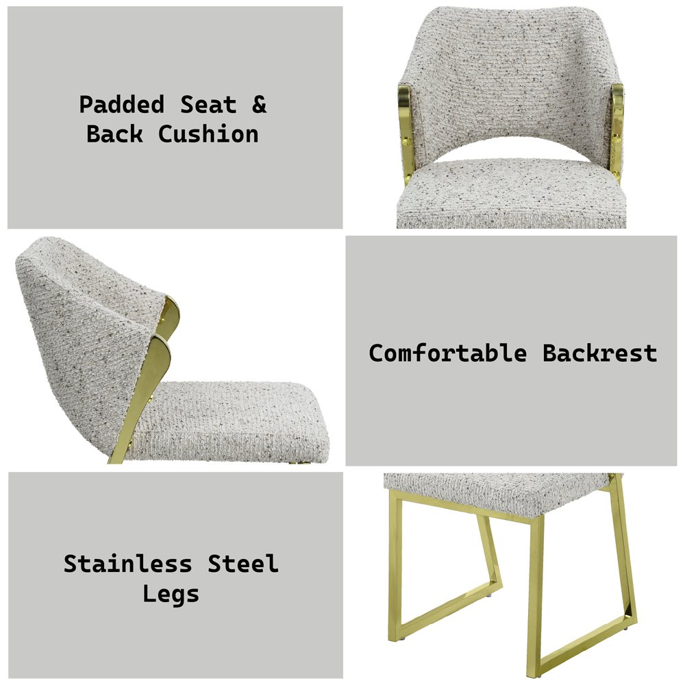 Galdesa Side Chair (Set-2) Teddy Sherpa & Mirrored Gold. Picture 9