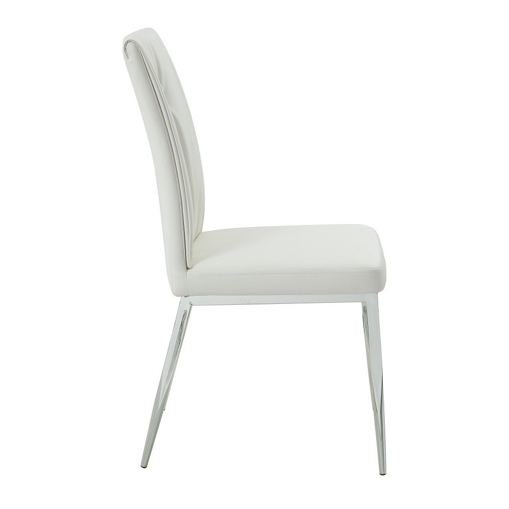 Kamaile Side Chair (Set-2) Beige Synthetic Leather & Chrome. Picture 2