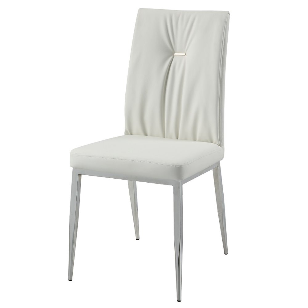 Kamaile Side Chair (Set-2) Beige Synthetic Leather & Chrome. Picture 3