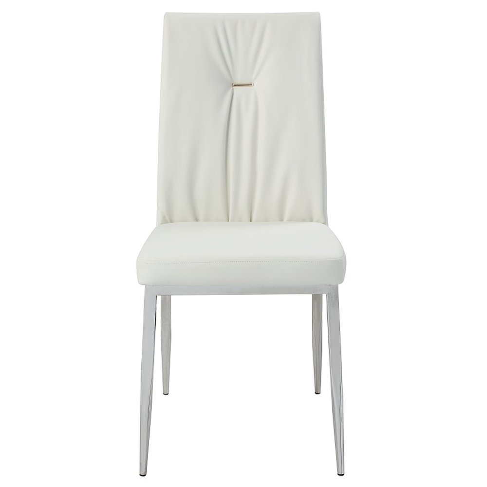 Kamaile Side Chair (Set-2) Beige Synthetic Leather & Chrome. Picture 4