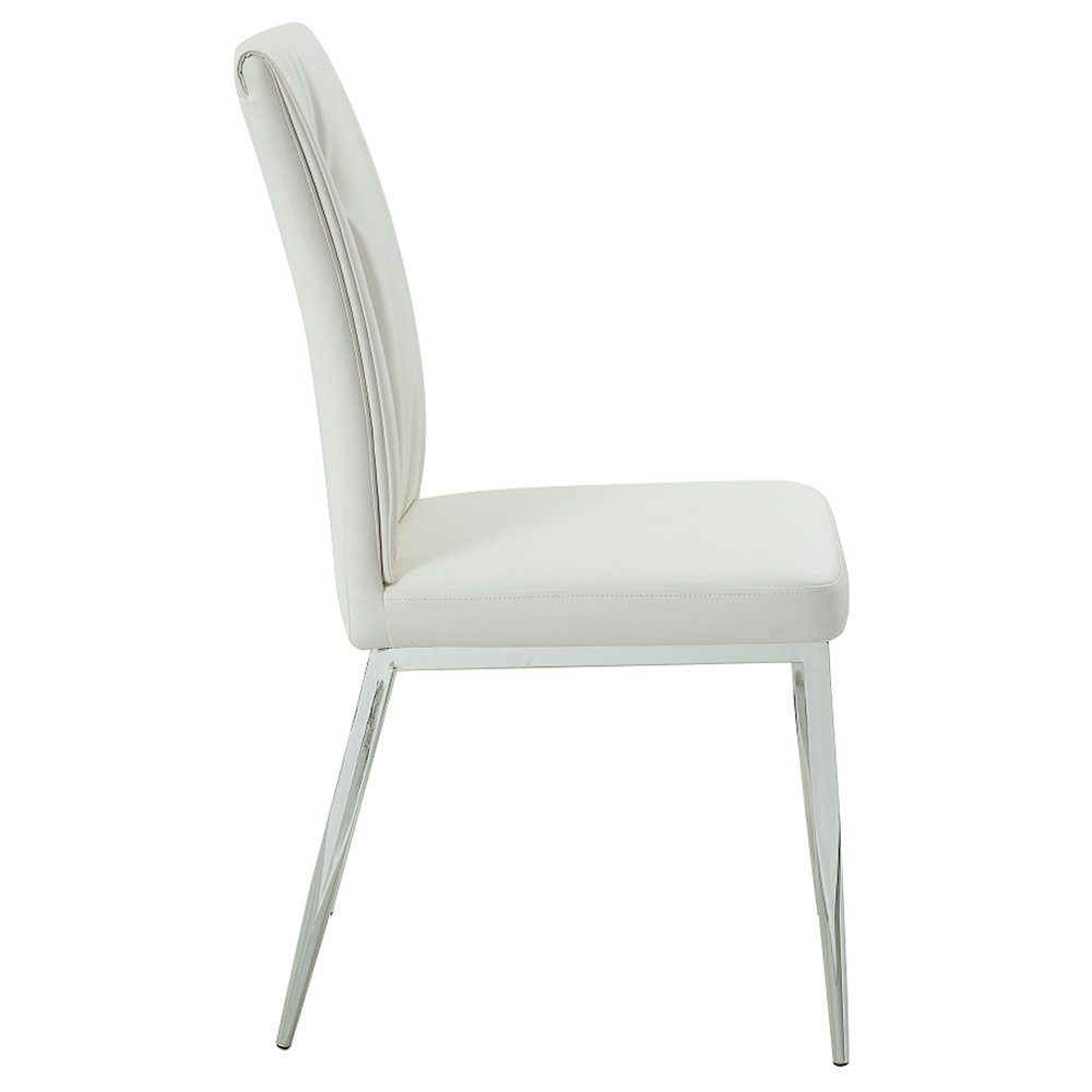Kamaile Side Chair (Set-2) Beige Synthetic Leather & Chrome. Picture 6