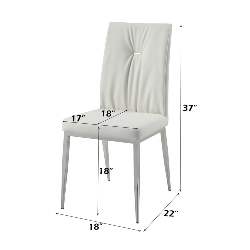 Kamaile Side Chair (Set-2) Beige Synthetic Leather & Chrome. Picture 9