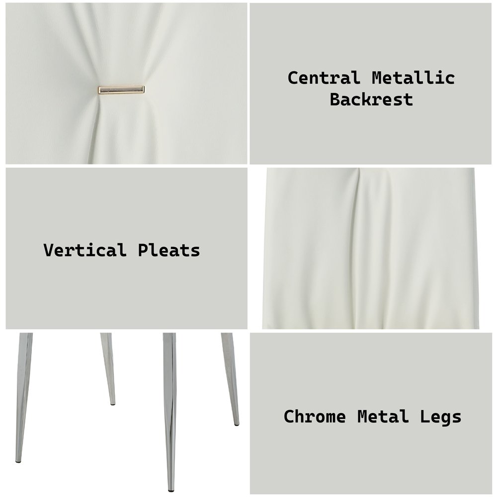 Kamaile Side Chair (Set-2) Beige Synthetic Leather & Chrome. Picture 10