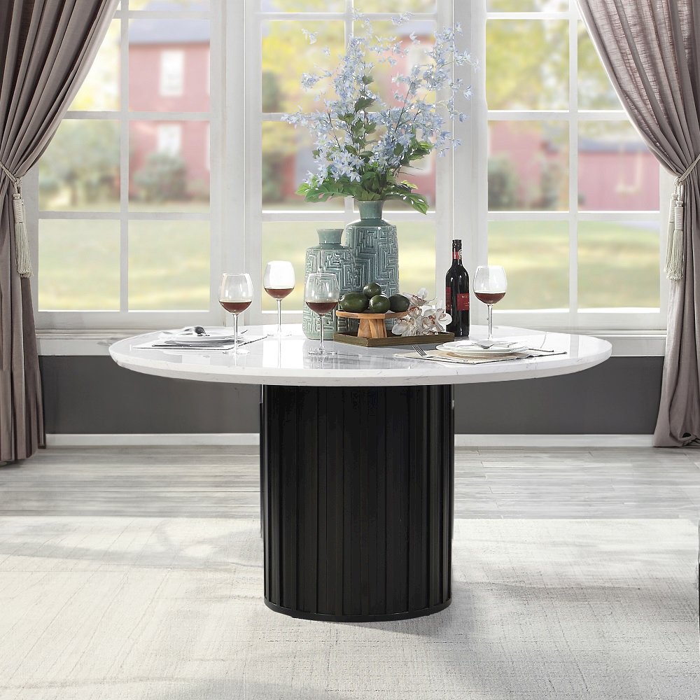 Jaramillo Round Dining Table Engineered Marble & Rustic Espresso. Picture 6
