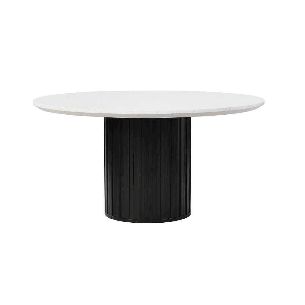 Jaramillo Round Dining Table Engineered Marble & Rustic Espresso. Picture 1