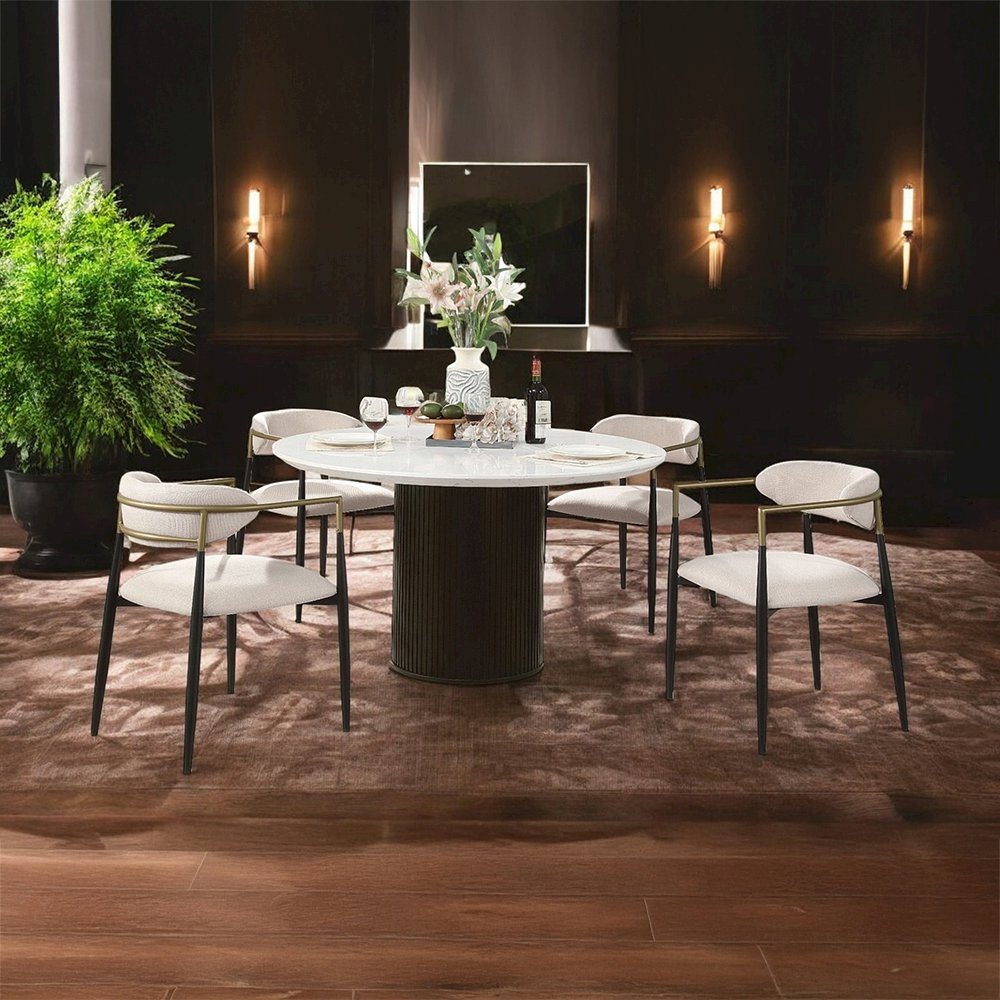 Jaramillo Round Dining Table Engineered Marble & Rustic Espresso. Picture 8