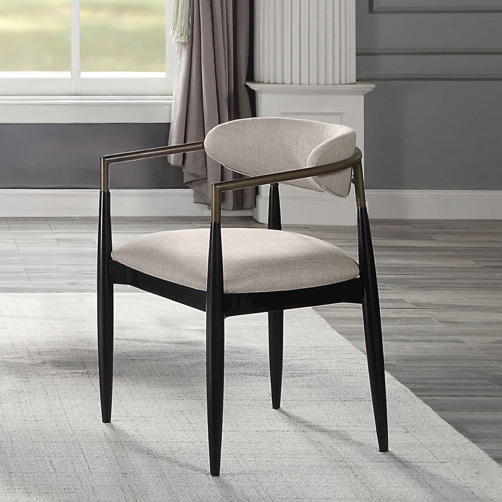 Jaramillo Arm Chair (Set-2) Beige Linen & Black. Picture 1