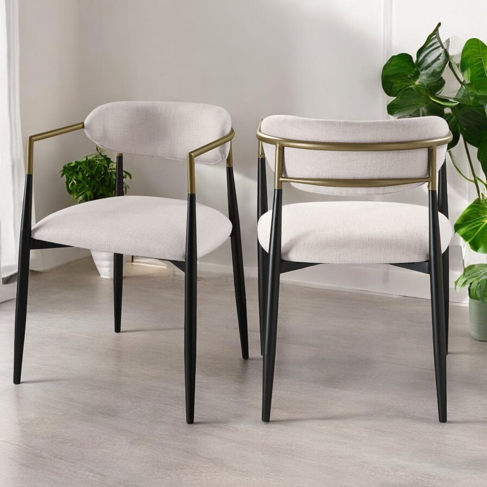 Jaramillo Arm Chair (Set-2) Beige Linen & Black. Picture 9