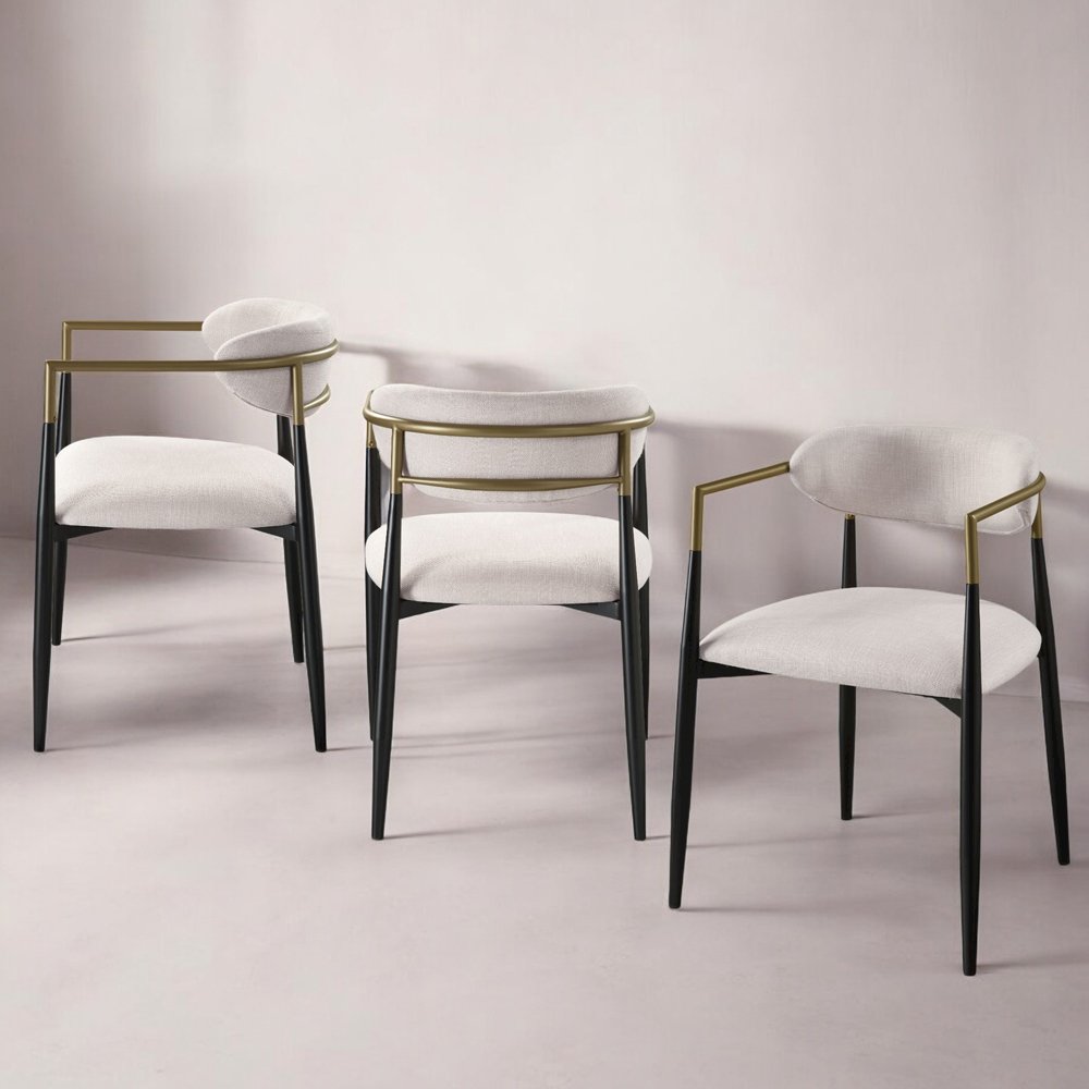 Jaramillo Arm Chair (Set-2) Beige Linen & Black. Picture 10