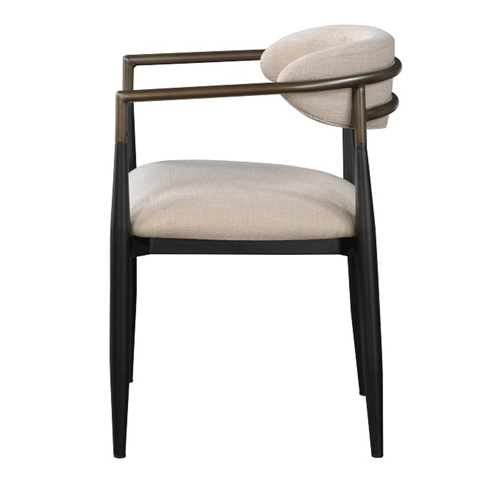 Jaramillo Arm Chair (Set-2) Beige Linen & Black. Picture 4