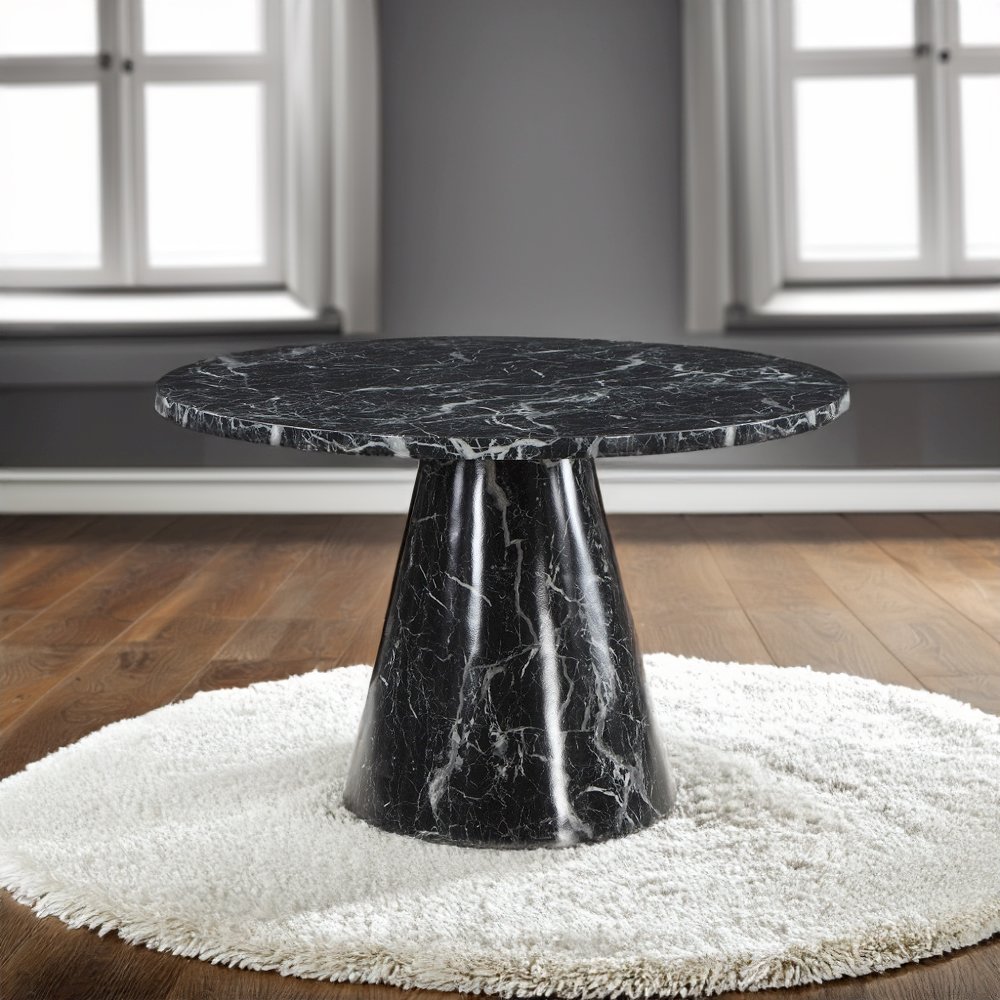 Hollis Dining Table Engineered Stone & Black. Picture 1