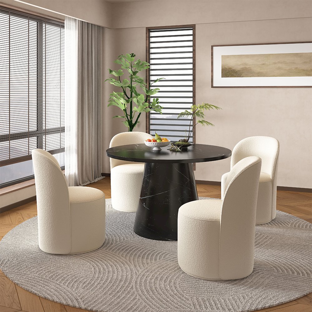 Hollis Dining Table Engineered Stone & Black. Picture 6