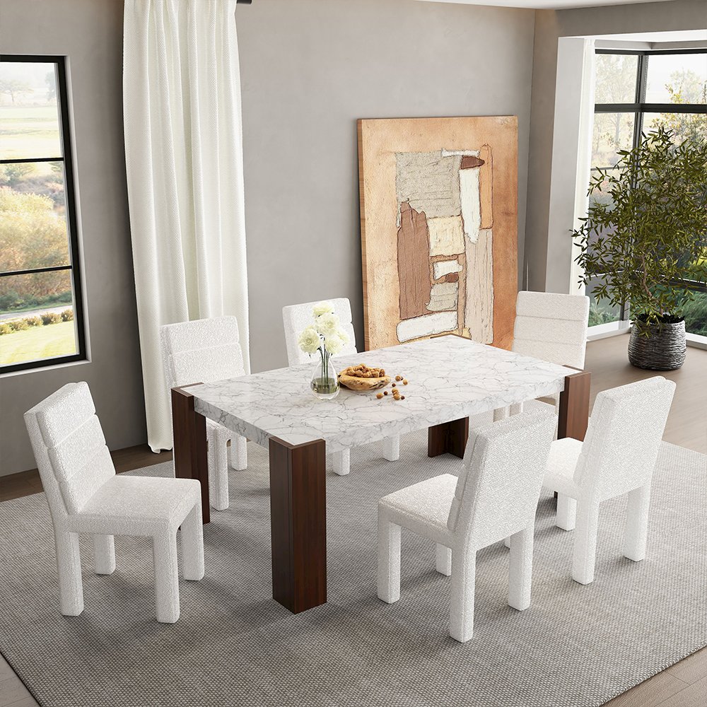 Hettie Dining Table Engineered Stone & Walnut. Picture 5