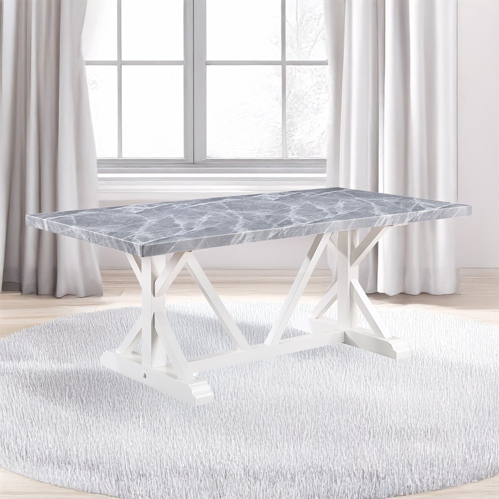 Hollyn Dining Table Engineered Stone & White. Picture 1
