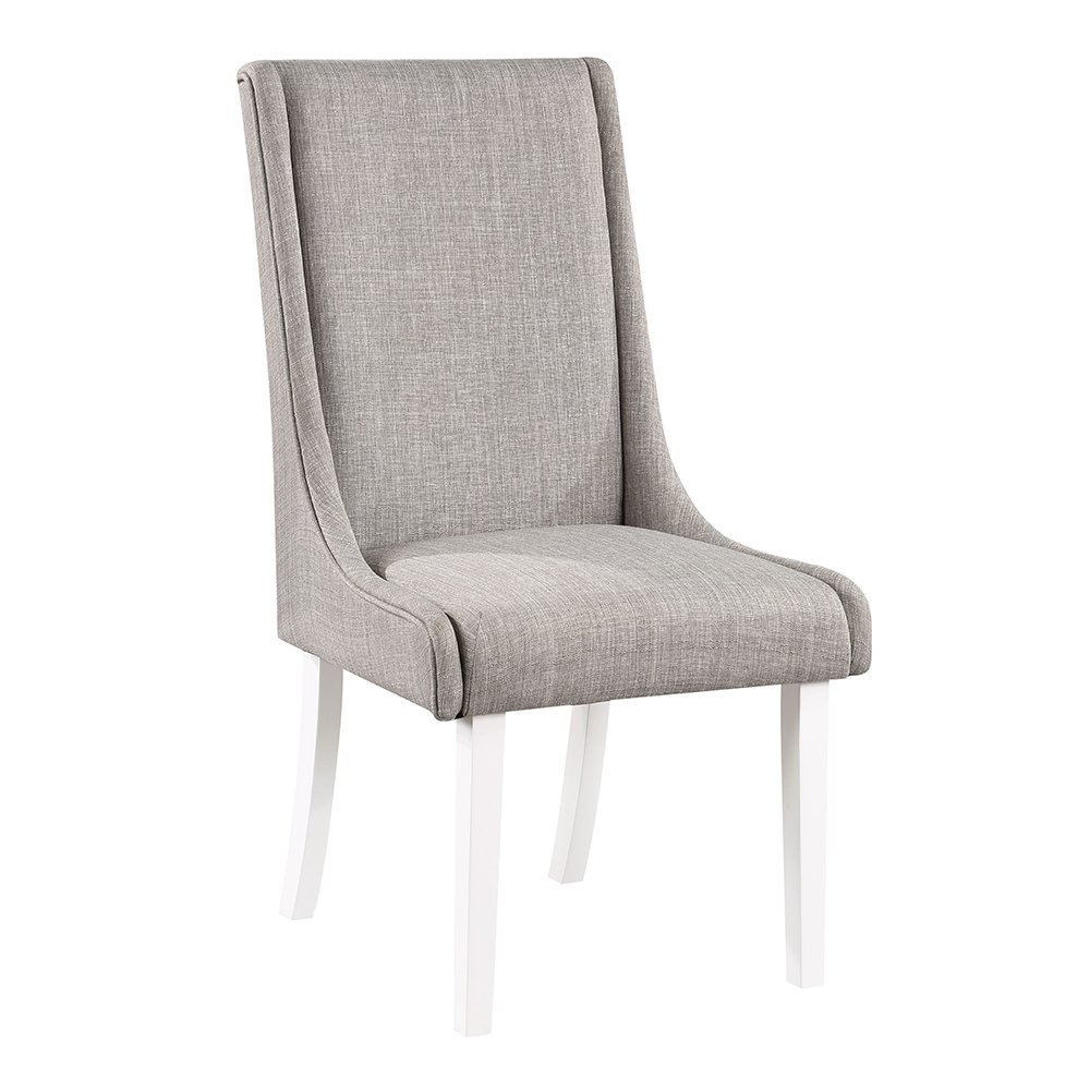Hollyn Side Chair (Set-2) Gray Linen & White. Picture 2