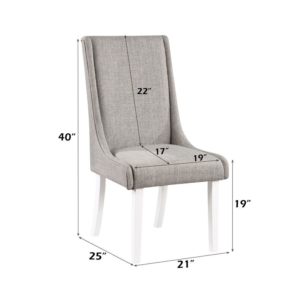Hollyn Side Chair (Set-2) Gray Linen & White. Picture 8