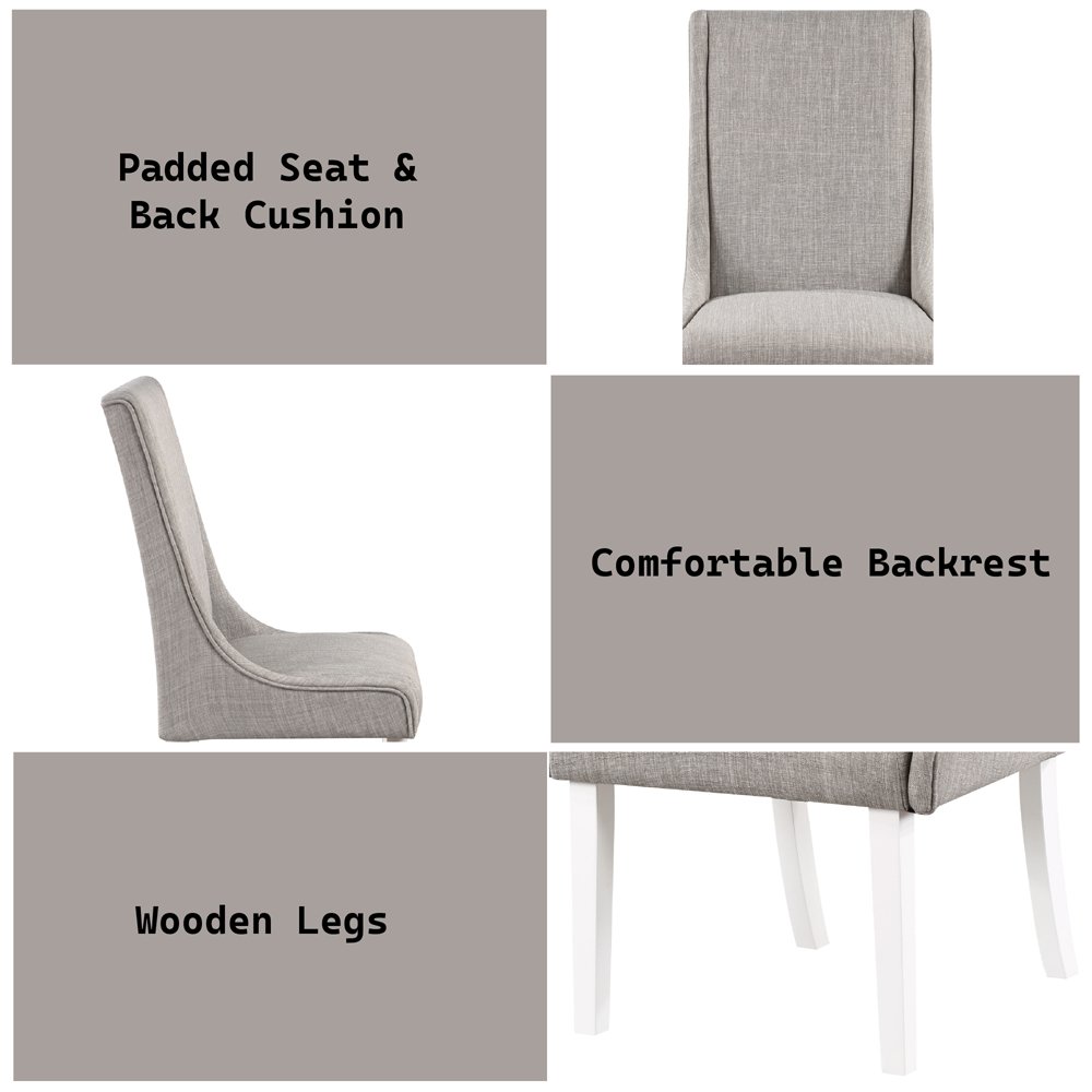 Hollyn Side Chair (Set-2) Gray Linen & White. Picture 9