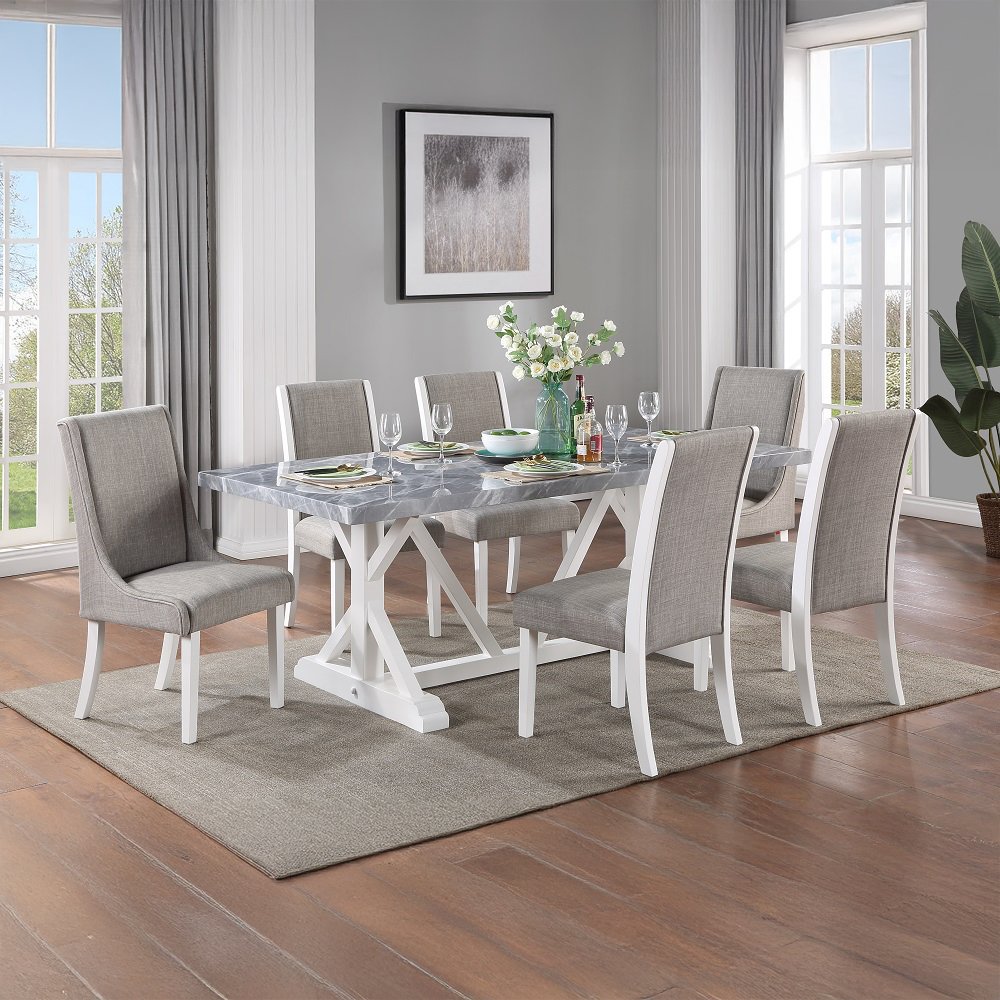 Hollyn Side Chair (Set-2) Gray Linen & White. Picture 10