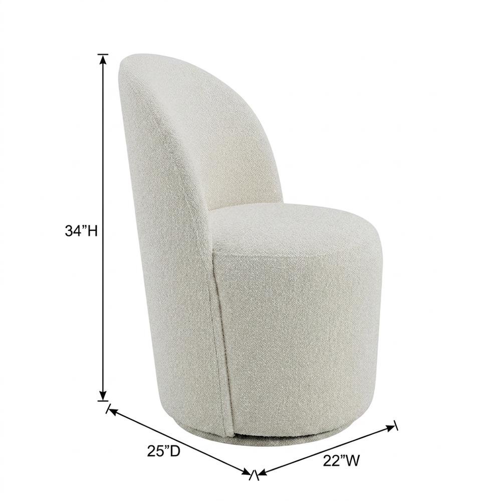 Boucle Swivel Accent Chair, Dining or Living Room Side Chair, Beige Boucle, Set of 2. Picture 5