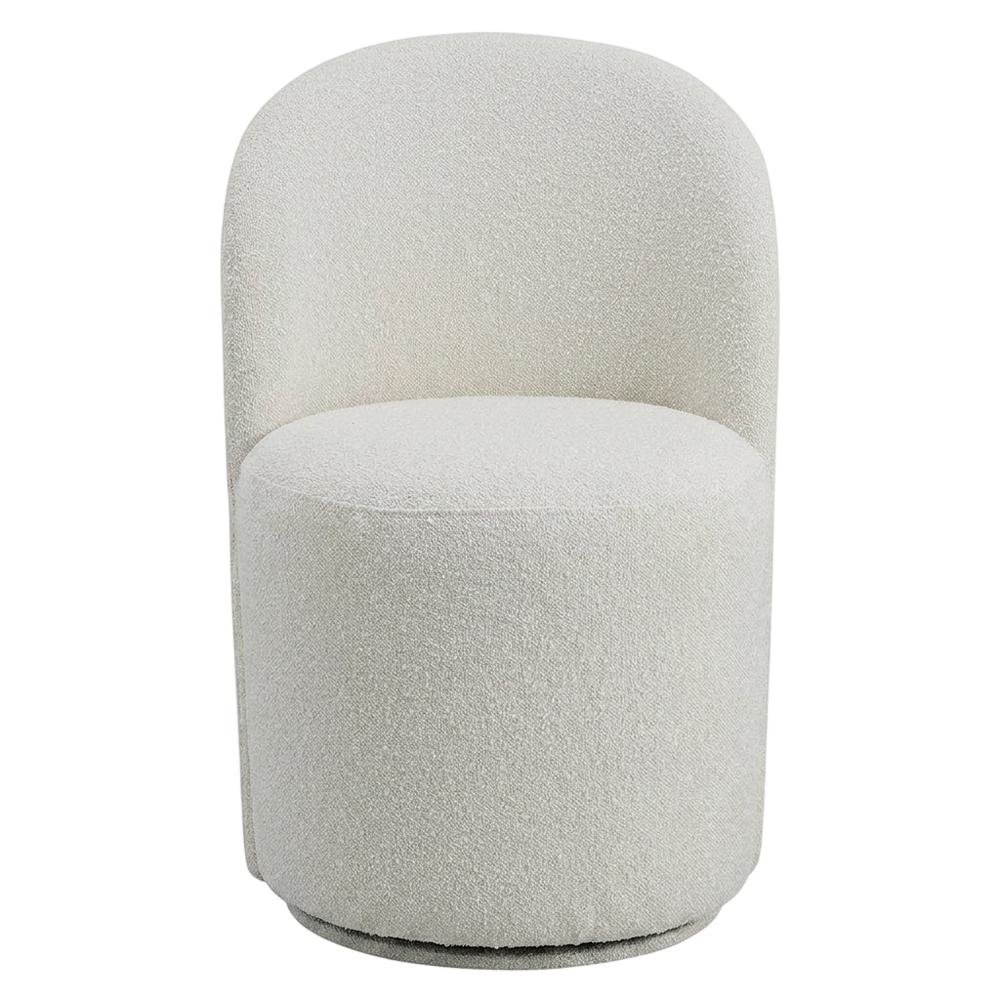Boucle Swivel Accent Chair, Dining or Living Room Side Chair, Beige Boucle, Set of 2. Picture 1