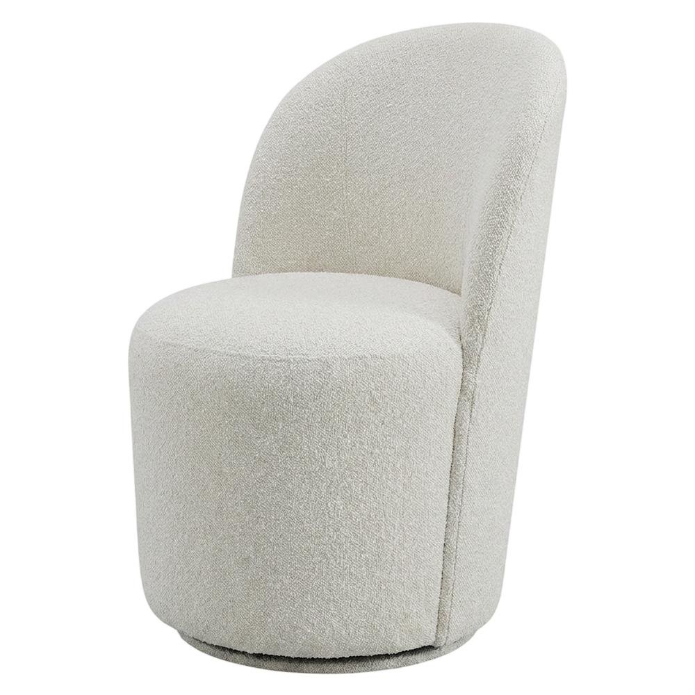 Boucle Swivel Accent Chair, Dining or Living Room Side Chair, Beige Boucle, Set of 2. Picture 4