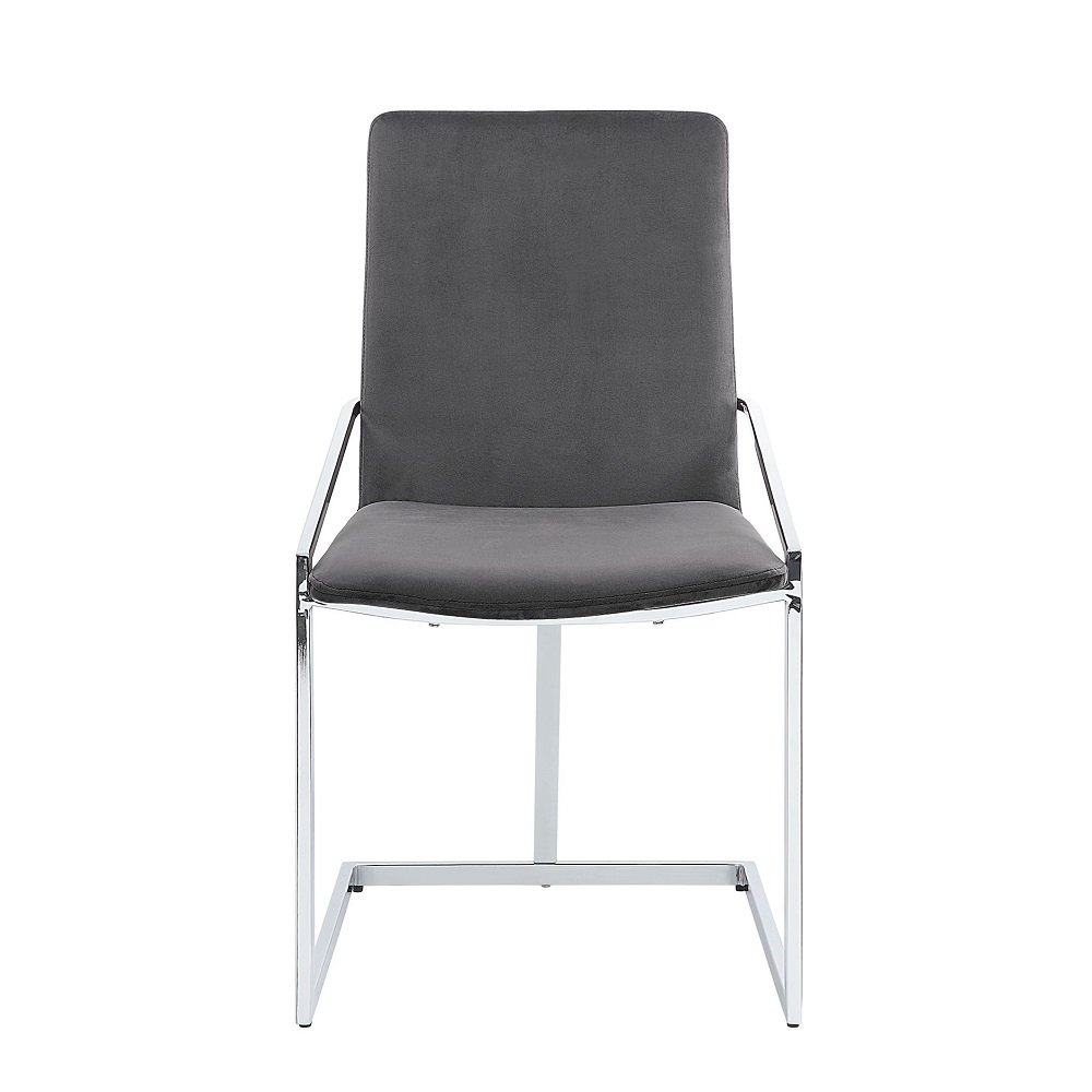 Zlatan Side Chair(Set-2) Gray Velvet & Chrome. Picture 3