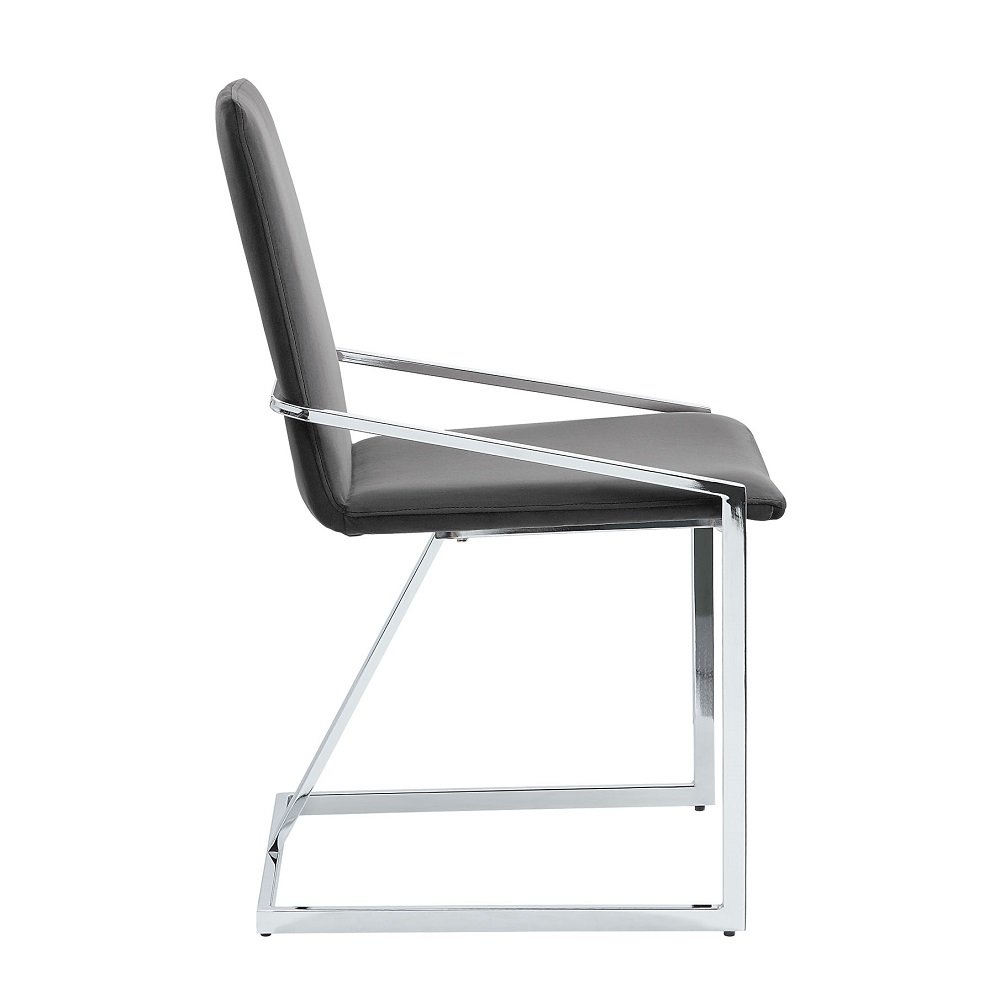 Zlatan Side Chair(Set-2) Gray Velvet & Chrome. Picture 4