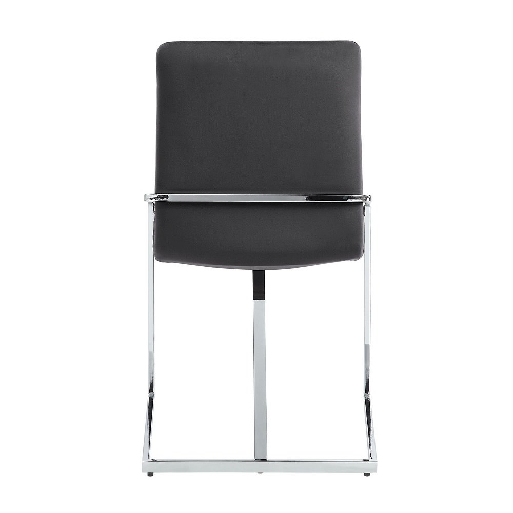Zlatan Side Chair(Set-2) Gray Velvet & Chrome. Picture 5