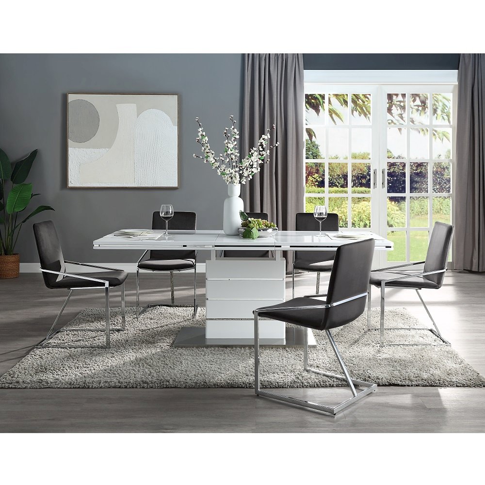 Zlatan Side Chair(Set-2) Gray Velvet & Chrome. Picture 7