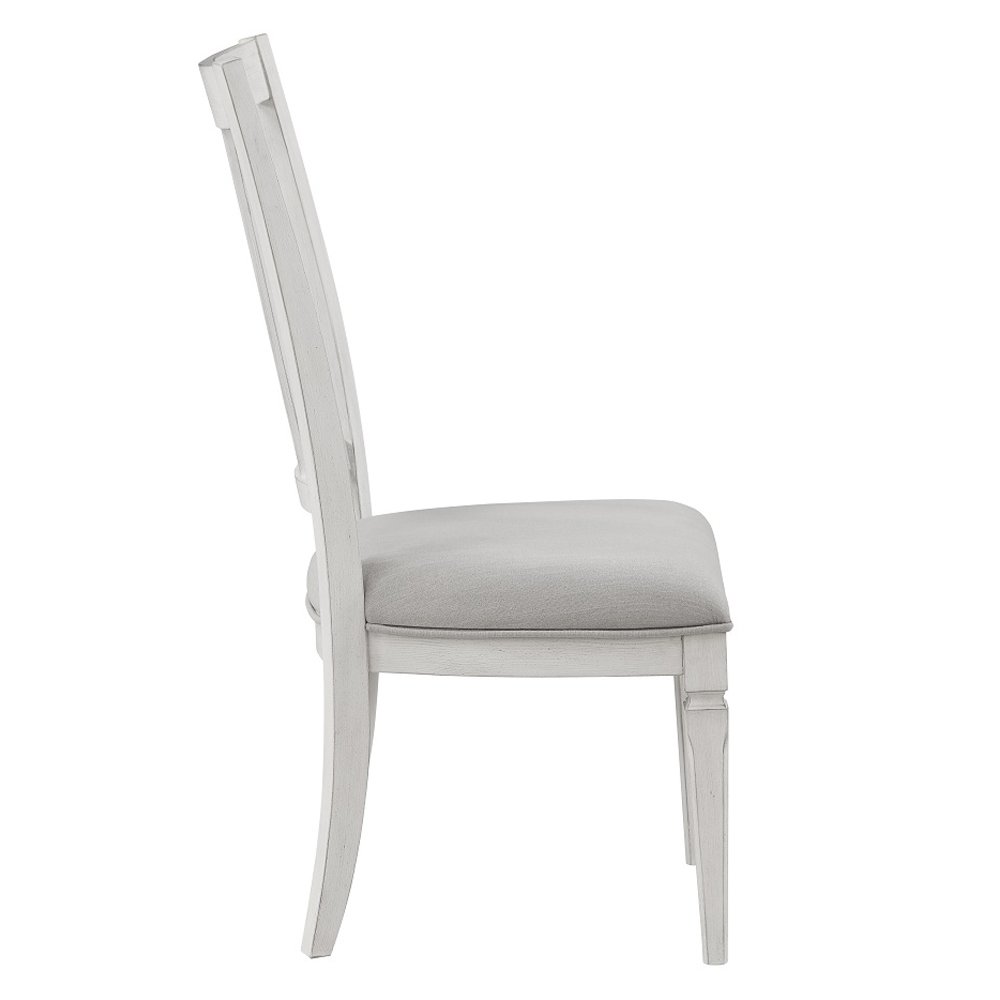 Katia Side Chair (Set-2) Light Gray Linen & Weathered White. Picture 4