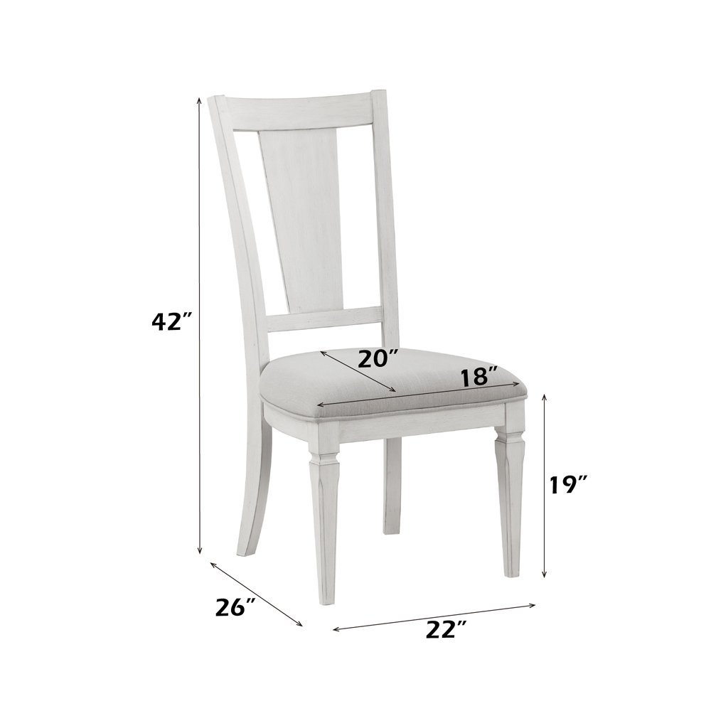 Katia Side Chair (Set-2) Light Gray Linen & Weathered White. Picture 6