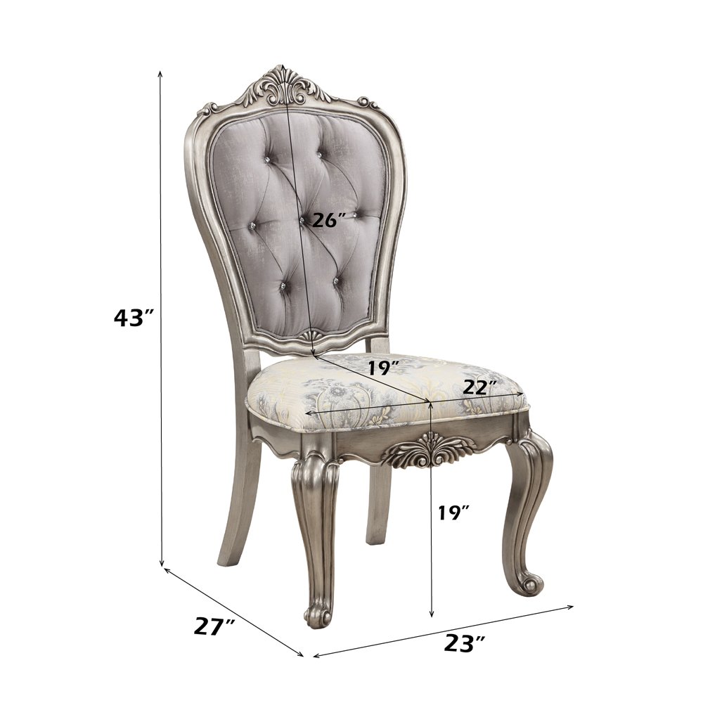 Ariadne Side Chair (Set-2) Velvet & Antique Plantinum. Picture 6
